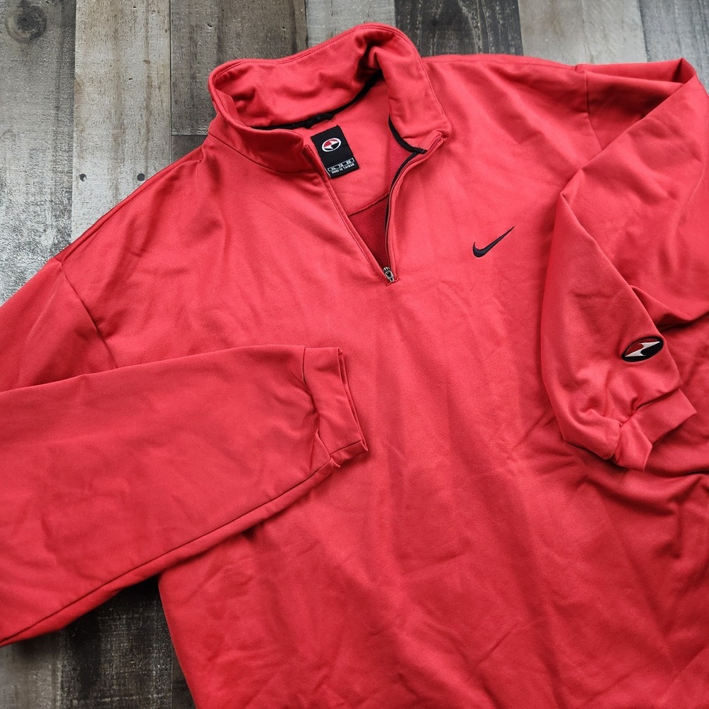 Vintage Nike Tiger Woods Mens size XL Red 1/4 Zip Long Sleeve Pullover Shirt